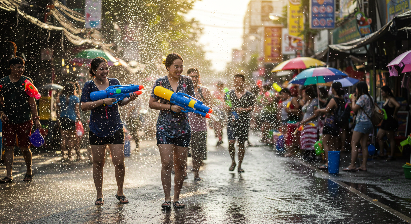 ソンクラーン水掛け祭りの様子