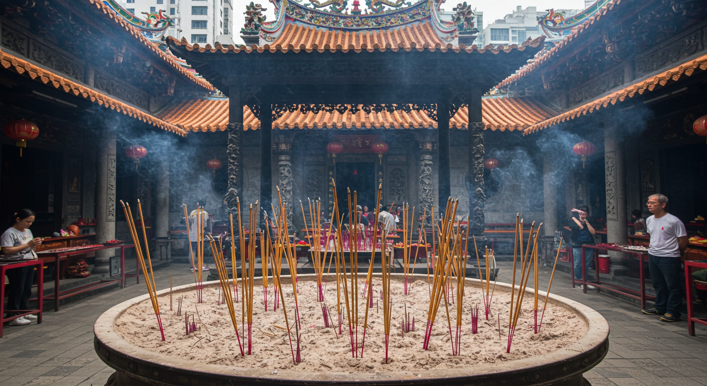 シンガポールの道教寺院の境内