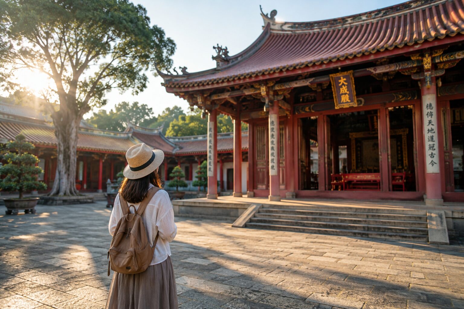台北孔子廟を訪れる旅行者