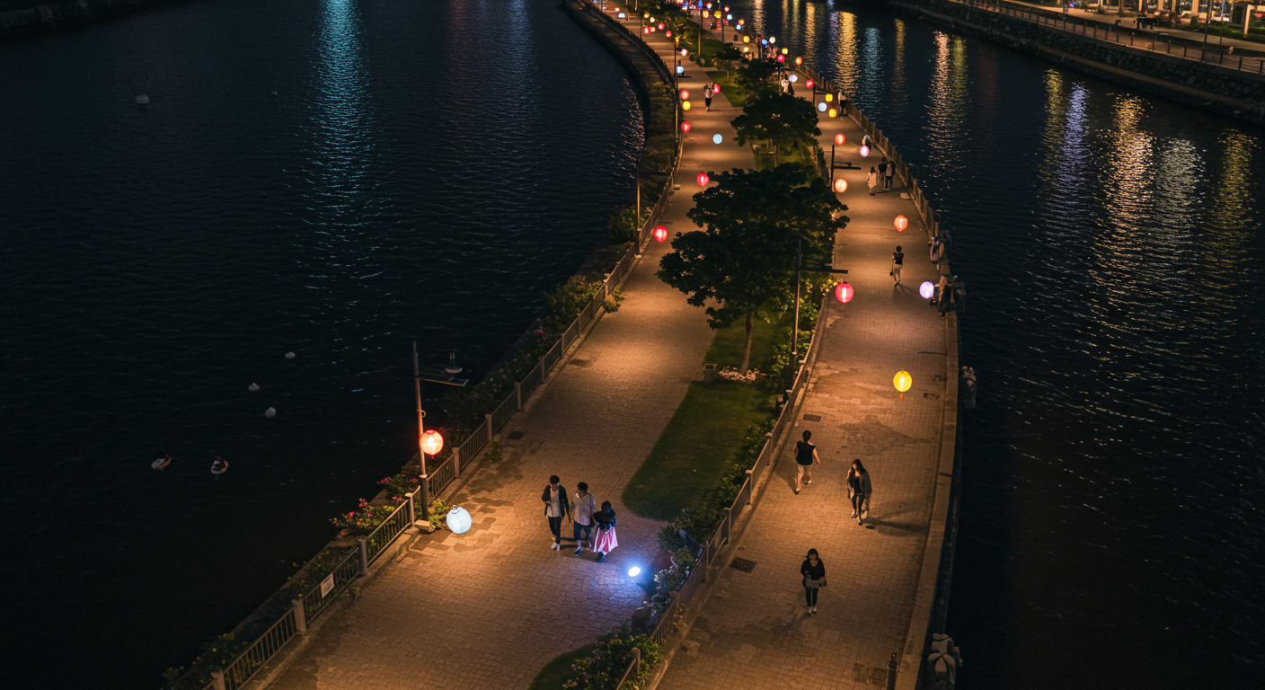 高雄の愛河沿いの夜景