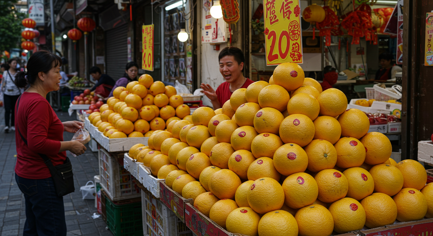 中秋節の時期、台湾の街角にある果物屋台