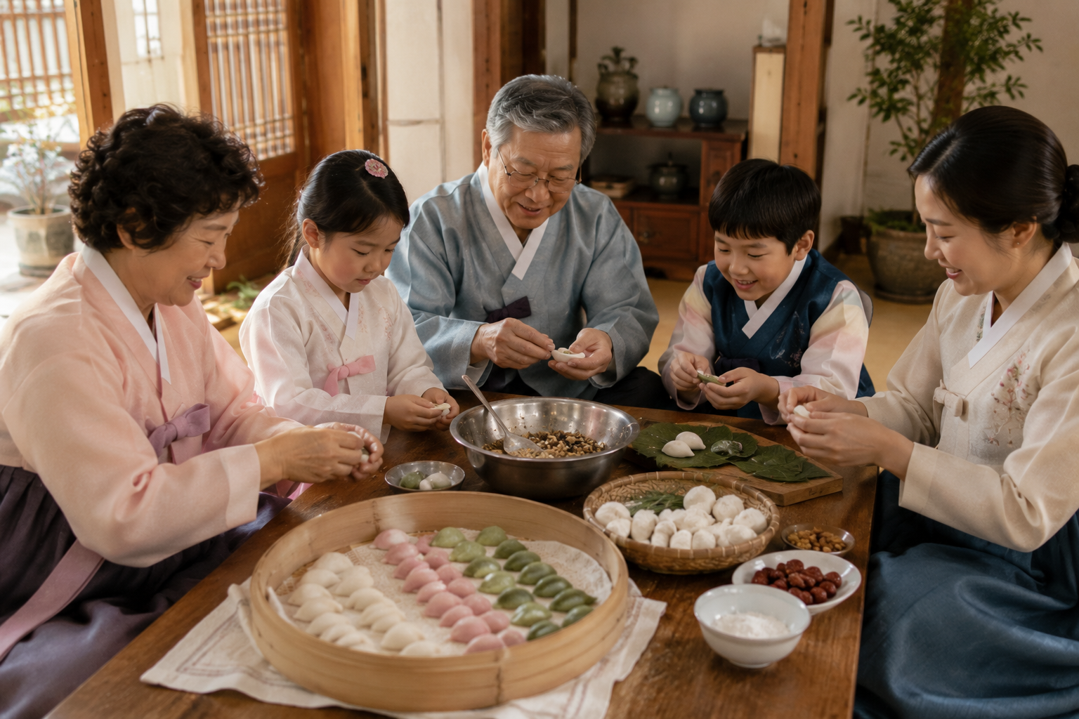 ソンピョン|家族で餅を作る秋夕