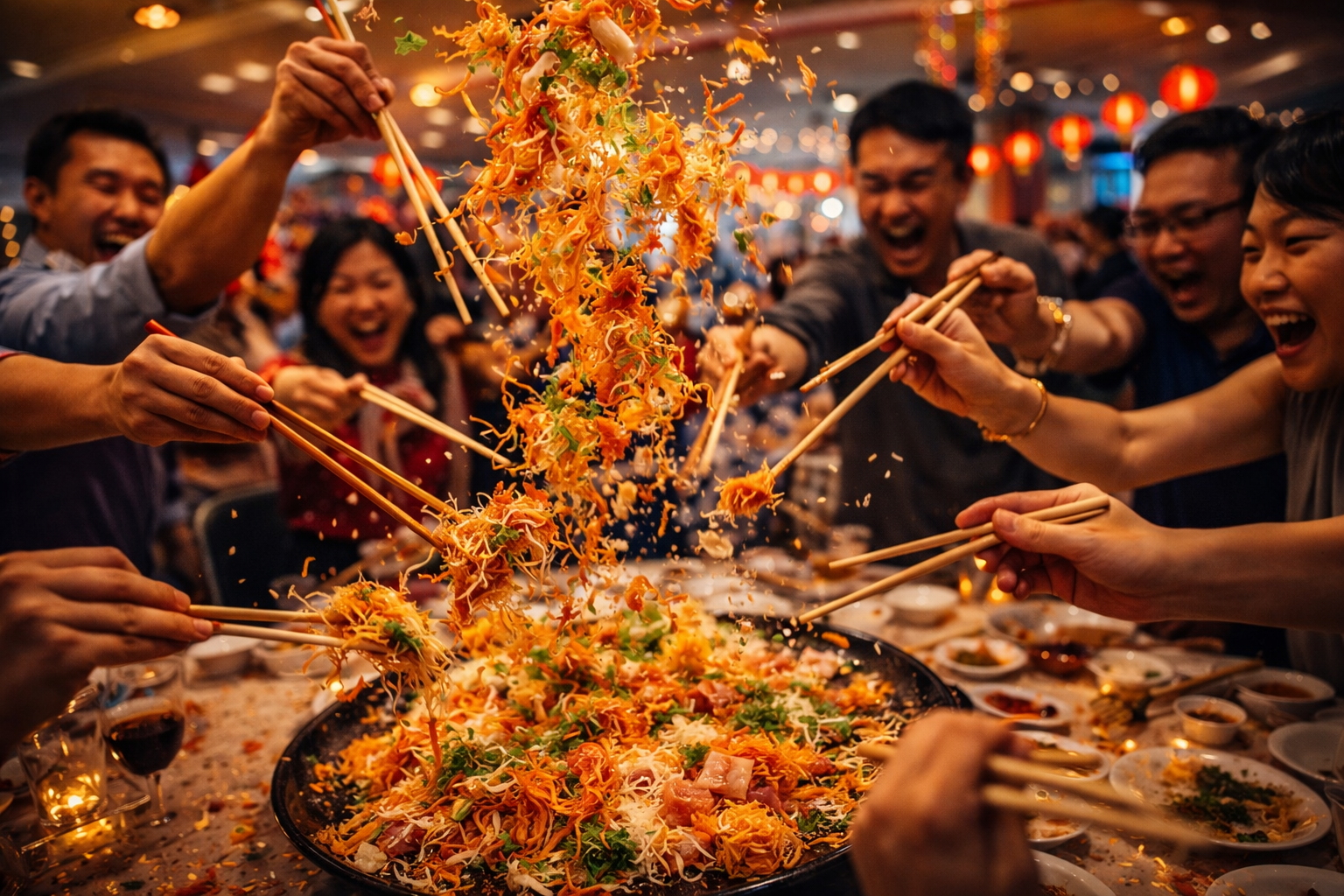 シンガポールのレストランの円卓で行われるローヘイ