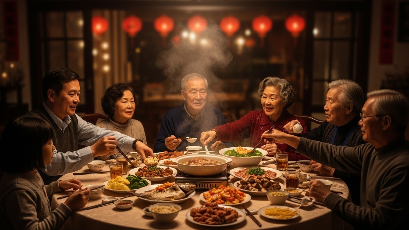 台湾の大晦日の夕食（年夜飯）の風景