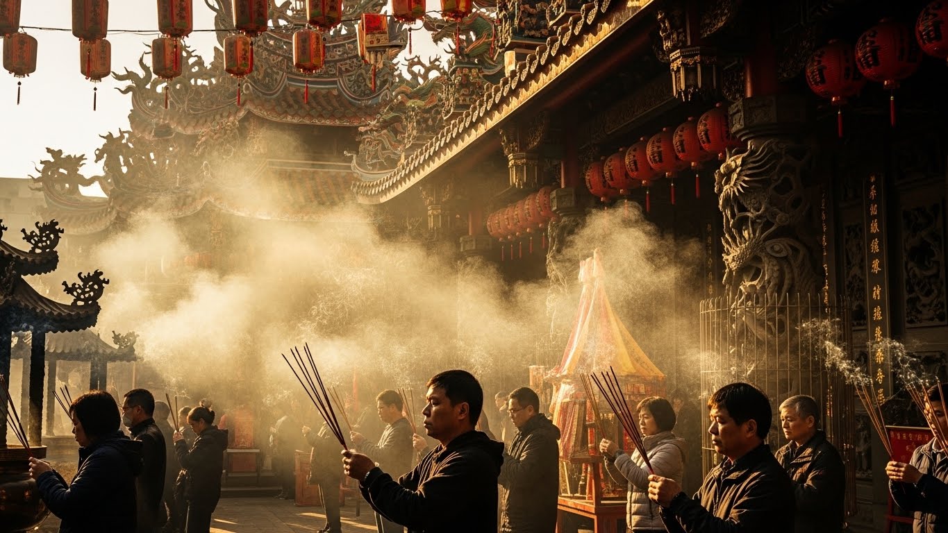 春節期間中の龍山寺（ロン山寺）