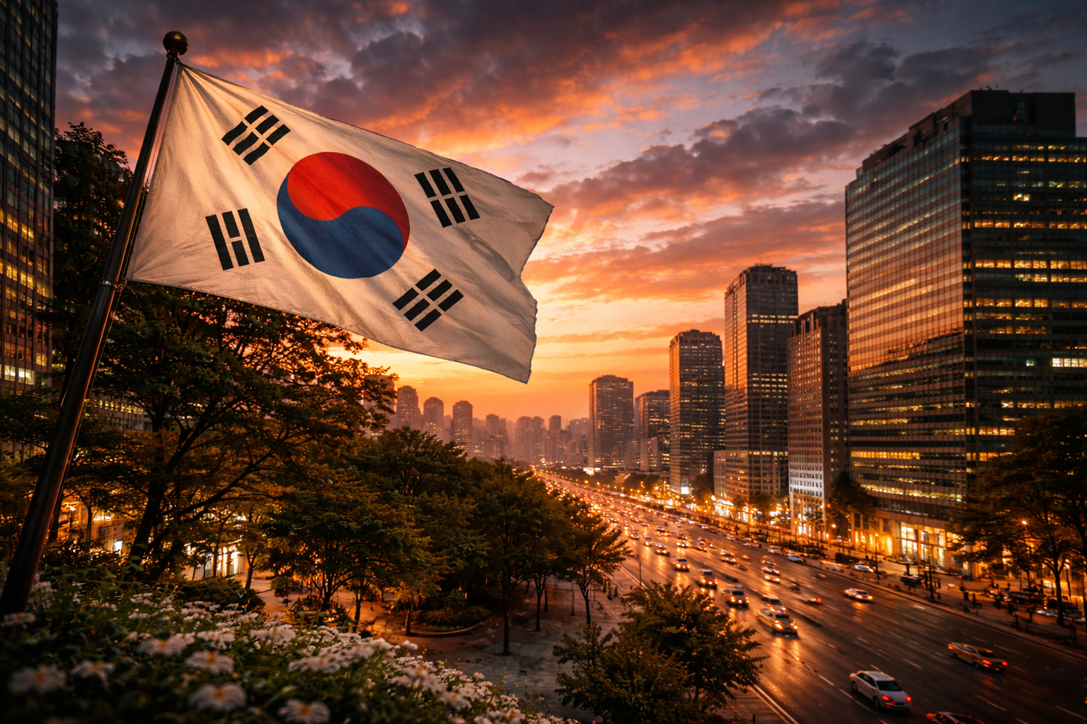 夕暮れ時のソウル