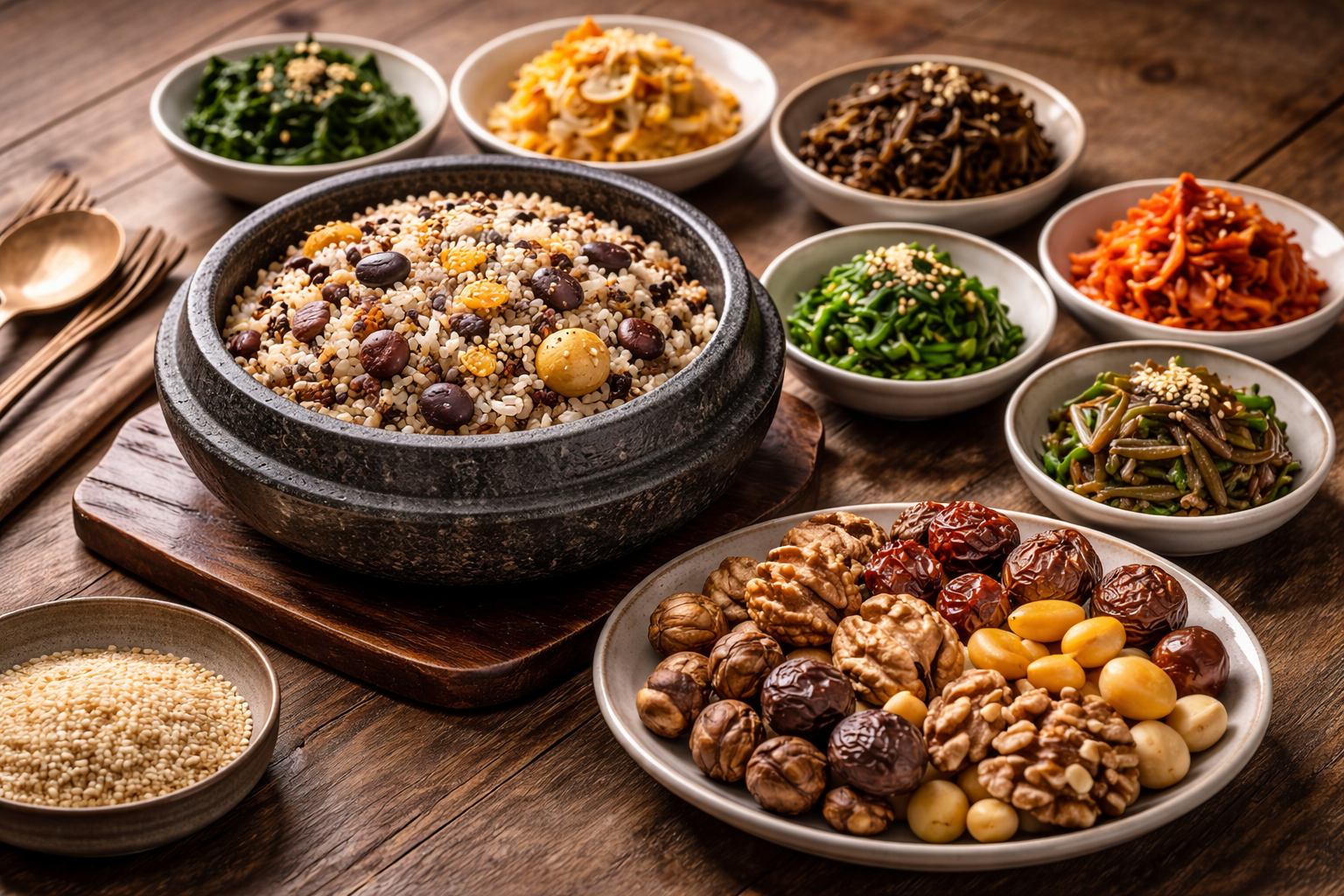 五穀飯・ナムル・プロム