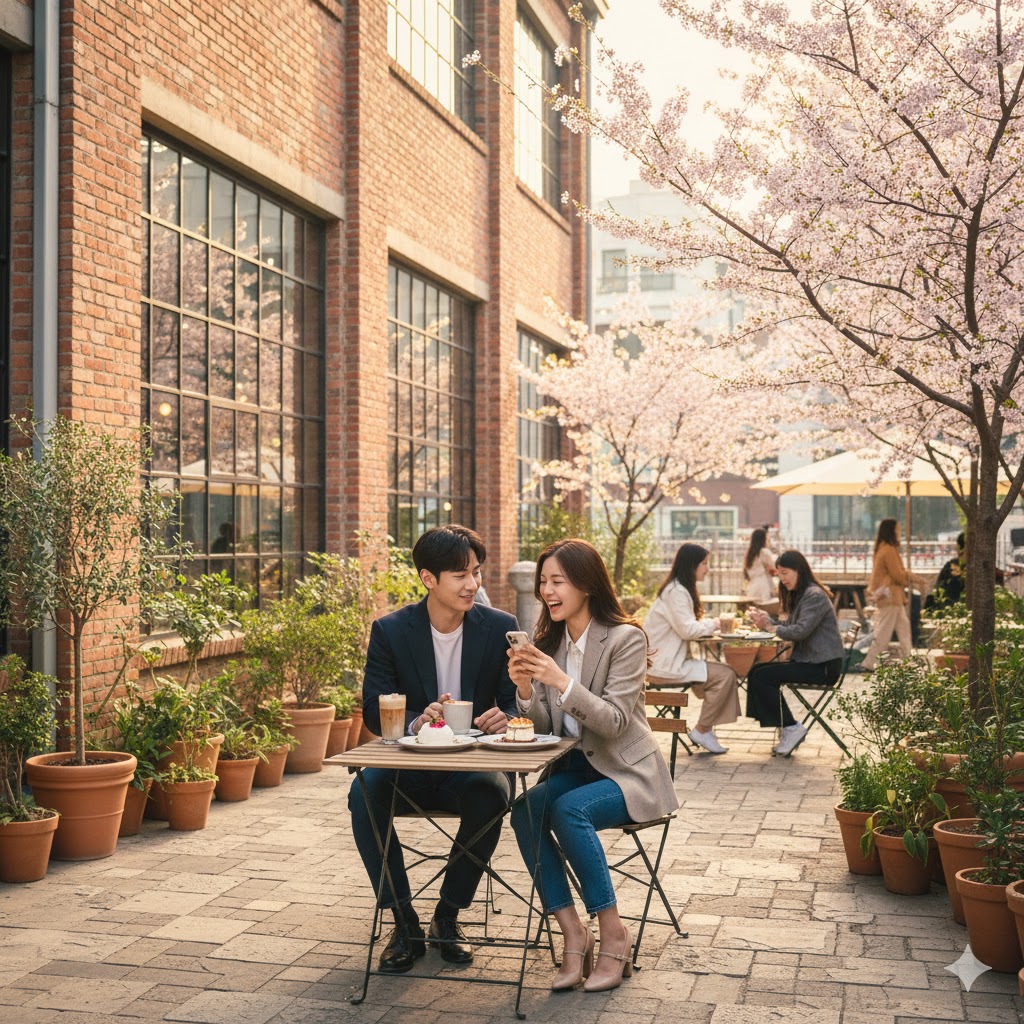 ソウルの大学街でデータするカップル